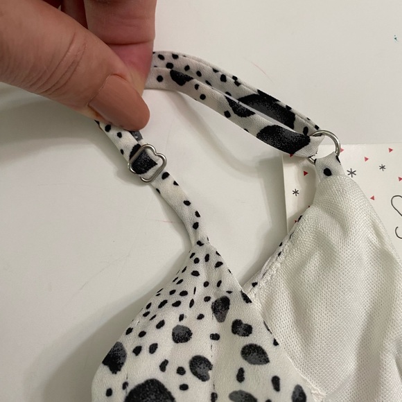 Sienna Sky Dress Black White Dot Dress Adjustable Spaghetti Strap Button Front L - Picture 10 of 12